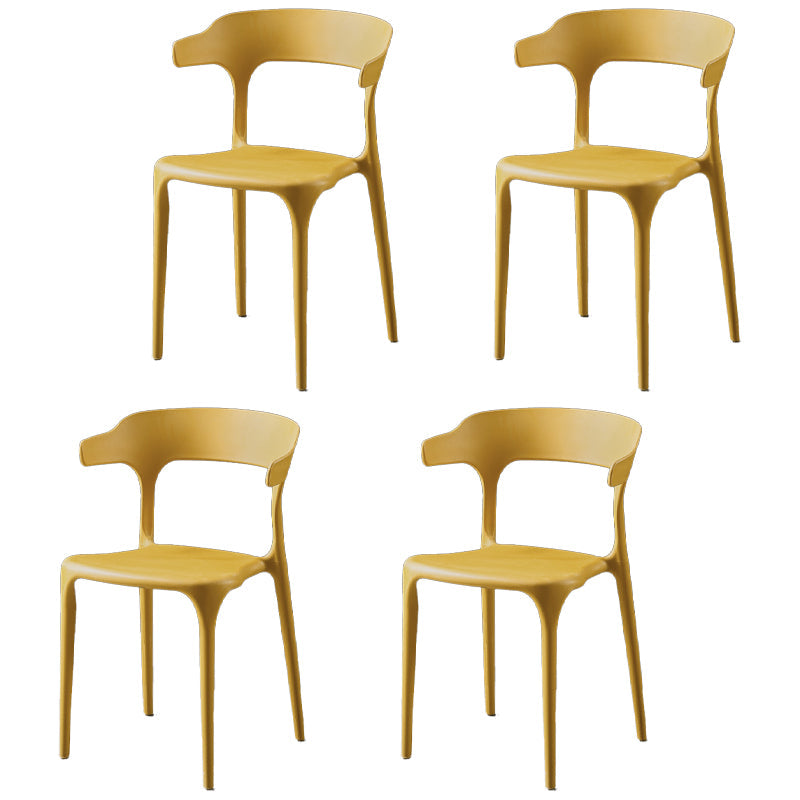 Plastic Armless Dining Chairs Scandinavian Stackable Dining Side Chairs (Set of 4) Yellow Clearhalo ' kitchen&dining_furn' 'Dining Chairs' 'Dining Tables & Seating' 'dining_chair' 'furn' 'furn_dining_chair' 'Furniture' 'furniture_dining_chair' 'Kitchen & Dining Furniture' 'kitchen' 4039065