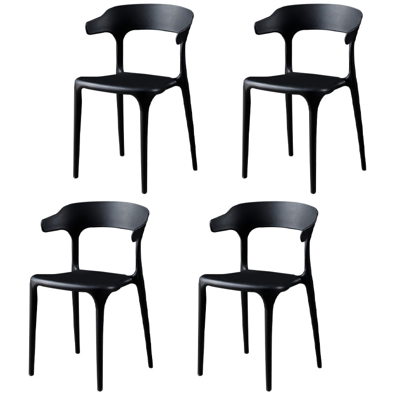 Plastic Armless Dining Chairs Scandinavian Stackable Dining Side Chairs (Set of 4) Black Clearhalo ' kitchen&dining_furn' 'Dining Chairs' 'Dining Tables & Seating' 'dining_chair' 'furn' 'furn_dining_chair' 'Furniture' 'furniture_dining_chair' 'Kitchen & Dining Furniture' 'kitchen' 4039067