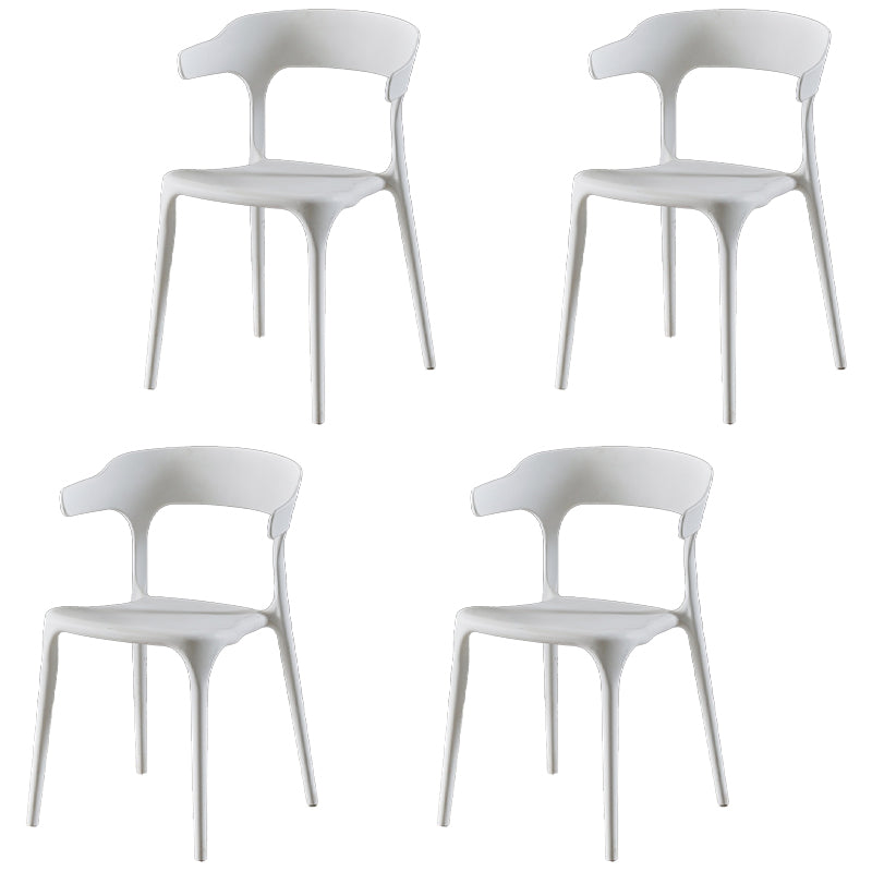 Plastic Armless Dining Chairs Scandinavian Stackable Dining Side Chairs (Set of 4) White Clearhalo ' kitchen&dining_furn' 'Dining Chairs' 'Dining Tables & Seating' 'dining_chair' 'furn' 'furn_dining_chair' 'Furniture' 'furniture_dining_chair' 'Kitchen & Dining Furniture' 'kitchen' 4039068