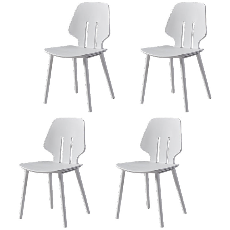 Scandinavian Armless Dining Chairs Plastic Dining Side Chairs (Set of 4) White Clearhalo ' kitchen&dining_furn' 'Dining Chairs' 'Dining Tables & Seating' 'dining_chair' 'furn' 'furn_dining_chair' 'Furniture' 'furniture_dining_chair' 'Kitchen & Dining Furniture' 'kitchen' 4039074