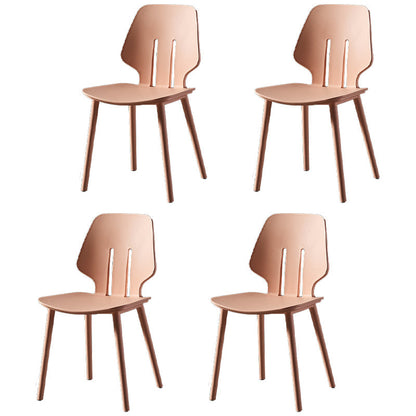 Scandinavian Armless Dining Chairs Plastic Dining Side Chairs (Set of 4) Pink Clearhalo ' kitchen&dining_furn' 'Dining Chairs' 'Dining Tables & Seating' 'dining_chair' 'furn' 'furn_dining_chair' 'Furniture' 'furniture_dining_chair' 'Kitchen & Dining Furniture' 'kitchen' 4039078