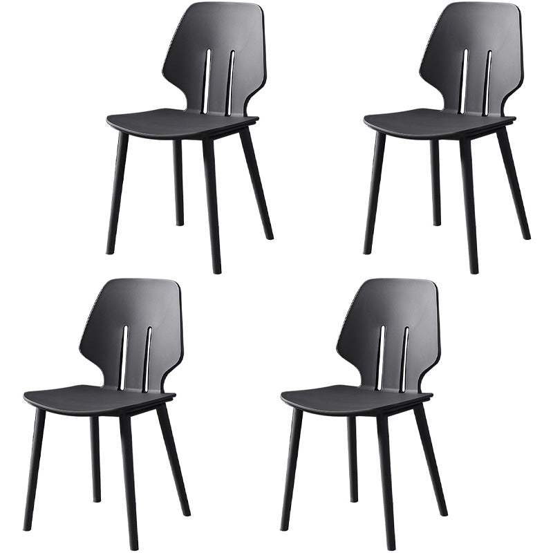 Scandinavian Armless Dining Chairs Plastic Dining Side Chairs (Set of 4) Grey Clearhalo ' kitchen&dining_furn' 'Dining Chairs' 'Dining Tables & Seating' 'dining_chair' 'furn' 'furn_dining_chair' 'Furniture' 'furniture_dining_chair' 'Kitchen & Dining Furniture' 'kitchen' 4039083