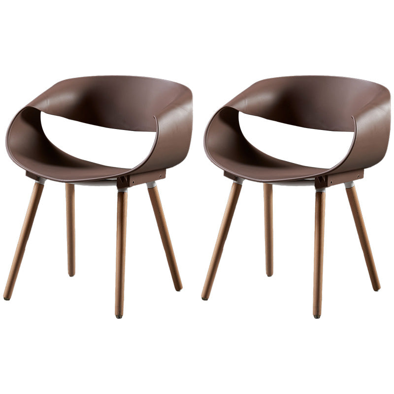 Scandinavian Armless Dining Chairs Side Dining Chairs with Wood Legs (Set of 2) Khaki Clearhalo ' kitchen&dining_furn' 'Dining Chairs' 'Dining Tables & Seating' 'dining_chair' 'furn' 'furn_dining_chair' 'Furniture' 'furniture_dining_chair' 'Kitchen & Dining Furniture' 'kitchen' 4039096