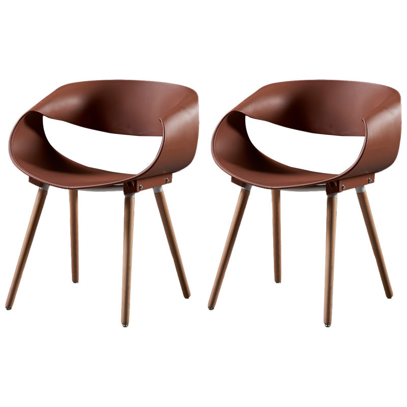 Scandinavian Armless Dining Chairs Side Dining Chairs with Wood Legs (Set of 2) Brown Clearhalo ' kitchen&dining_furn' 'Dining Chairs' 'Dining Tables & Seating' 'dining_chair' 'furn' 'furn_dining_chair' 'Furniture' 'furniture_dining_chair' 'Kitchen & Dining Furniture' 'kitchen' 4039100