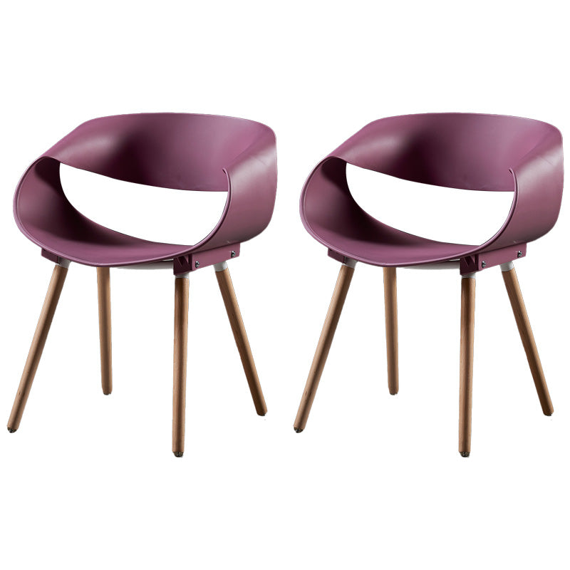 Scandinavian Armless Dining Chairs Side Dining Chairs with Wood Legs (Set of 2) Purple Clearhalo ' kitchen&dining_furn' 'Dining Chairs' 'Dining Tables & Seating' 'dining_chair' 'furn' 'furn_dining_chair' 'Furniture' 'furniture_dining_chair' 'Kitchen & Dining Furniture' 'kitchen' 4039103