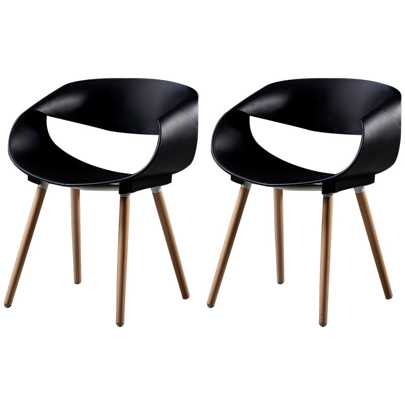 Scandinavian Armless Dining Chairs Side Dining Chairs with Wood Legs (Set of 2) Black Clearhalo ' kitchen&dining_furn' 'Dining Chairs' 'Dining Tables & Seating' 'dining_chair' 'furn' 'furn_dining_chair' 'Furniture' 'furniture_dining_chair' 'Kitchen & Dining Furniture' 'kitchen' 4039105