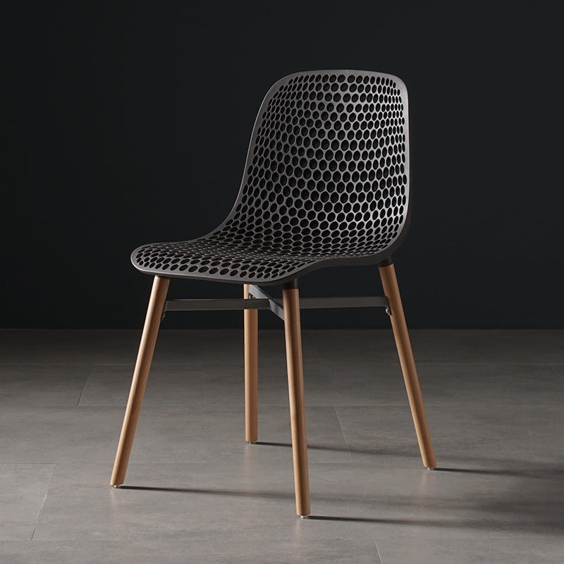 Scandinavian Style Plastic Dining Armless Chair Solid Back Chair with Wooden Legs Grey 1 Piece Clearhalo ' kitchen&dining_furn' 'Dining Chairs' 'Dining Tables & Seating' 'dining_chair' 'furn' 'furn_dining_chair' 'Furniture' 'furniture_dining_chair' 'Kitchen & Dining Furniture' 'kitchen' 4039116