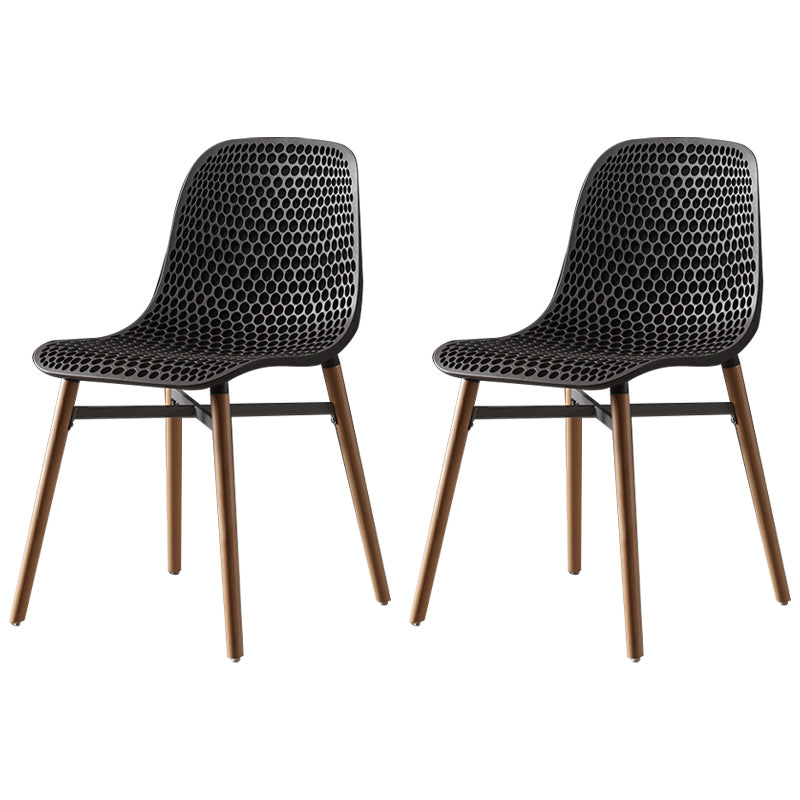 Scandinavian Style Plastic Dining Armless Chair Solid Back Chair with Wooden Legs Grey 2 Piece Set Clearhalo ' kitchen&dining_furn' 'Dining Chairs' 'Dining Tables & Seating' 'dining_chair' 'furn' 'furn_dining_chair' 'Furniture' 'furniture_dining_chair' 'Kitchen & Dining Furniture' 'kitchen' 4039118