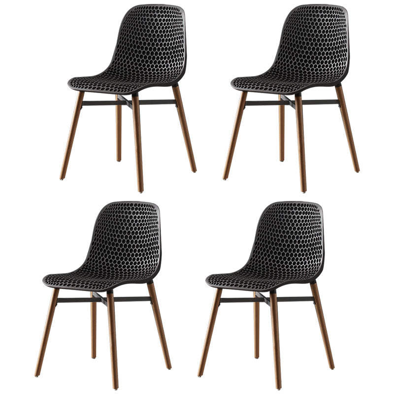 Scandinavian Style Plastic Dining Armless Chair Solid Back Chair with Wooden Legs Grey 4 Piece Set Clearhalo ' kitchen&dining_furn' 'Dining Chairs' 'Dining Tables & Seating' 'dining_chair' 'furn' 'furn_dining_chair' 'Furniture' 'furniture_dining_chair' 'Kitchen & Dining Furniture' 'kitchen' 4039120