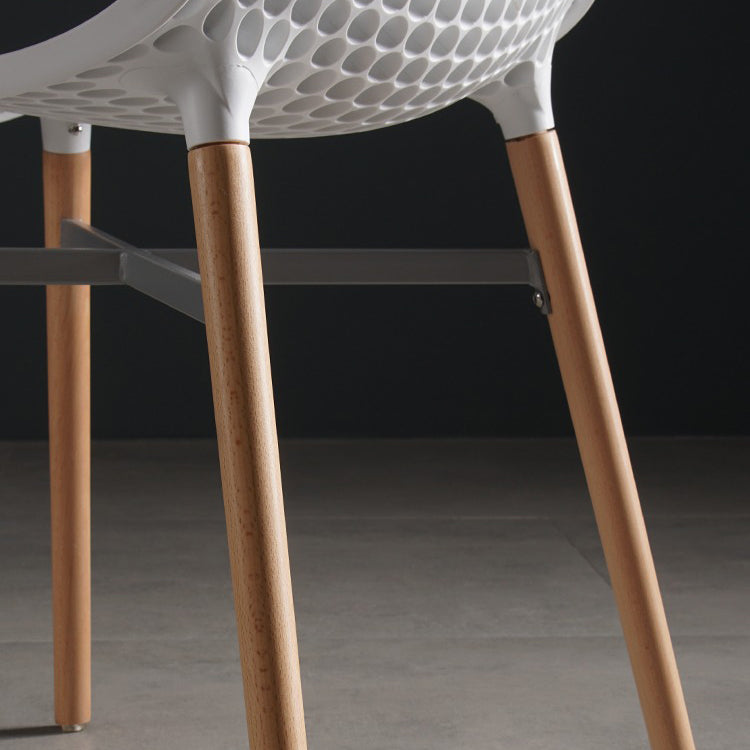 Scandinavian Style Plastic Dining Armless Chair Solid Back Chair with Wooden Legs Clearhalo ' kitchen&dining_furn' 'Dining Chairs' 'Dining Tables & Seating' 'dining_chair' 'furn' 'furn_dining_chair' 'Furniture' 'furniture_dining_chair' 'Kitchen & Dining Furniture' 'kitchen' 4039130