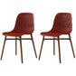 Scandinavian Style Plastic Dining Armless Chair Solid Back Chair with Wooden Legs Red 2 Piece Set Clearhalo ' kitchen&dining_furn' 'Dining Chairs' 'Dining Tables & Seating' 'dining_chair' 'furn' 'furn_dining_chair' 'Furniture' 'furniture_dining_chair' 'Kitchen & Dining Furniture' 'kitchen' 4039142