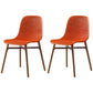 Scandinavian Style Plastic Dining Armless Chair Solid Back Chair with Wooden Legs Orange 2 Piece Set Clearhalo ' kitchen&dining_furn' 'Dining Chairs' 'Dining Tables & Seating' 'dining_chair' 'furn' 'furn_dining_chair' 'Furniture' 'furniture_dining_chair' 'Kitchen & Dining Furniture' 'kitchen' 4039145