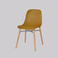 Scandinavian Style Plastic Dining Armless Chair Solid Back Chair with Wooden Legs Brass Gold 1 Piece Clearhalo ' kitchen&dining_furn' 'Dining Chairs' 'Dining Tables & Seating' 'dining_chair' 'furn' 'furn_dining_chair' 'Furniture' 'furniture_dining_chair' 'Kitchen & Dining Furniture' 'kitchen' 4039153