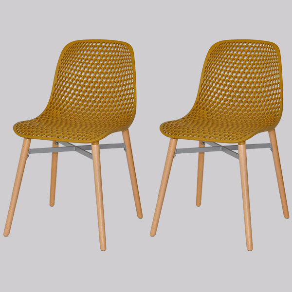 Scandinavian Style Plastic Dining Armless Chair Solid Back Chair with Wooden Legs Brass Gold 2 Piece Set Clearhalo ' kitchen&dining_furn' 'Dining Chairs' 'Dining Tables & Seating' 'dining_chair' 'furn' 'furn_dining_chair' 'Furniture' 'furniture_dining_chair' 'Kitchen & Dining Furniture' 'kitchen' 4039154