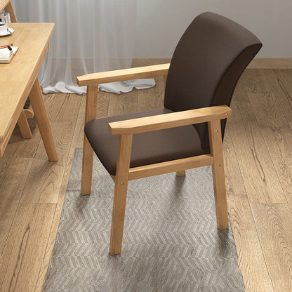 Contemporary Style Linen Dining Arm Chair Upholstered Single Solid Back Chair Coffee Clearhalo ' kitchen&dining_furn' 'Dining Chairs' 'Dining Tables & Seating' 'dining_chair' 'furn' 'furn_dining_chair' 'Furniture' 'furniture_dining_chair' 'Kitchen & Dining Furniture' 'kitchen' 4039159