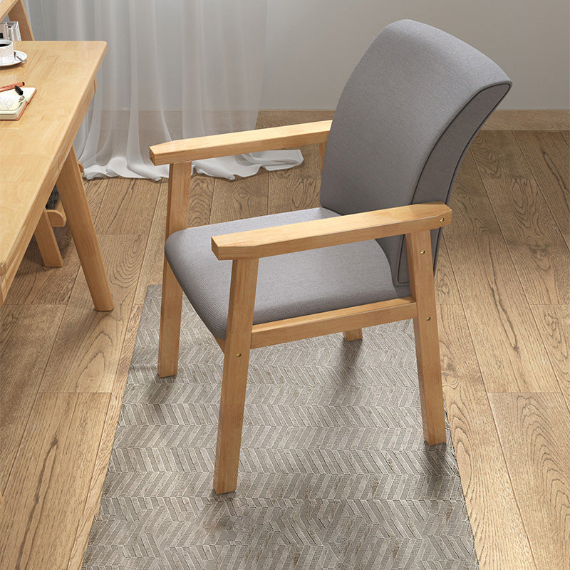 Contemporary Style Linen Dining Arm Chair Upholstered Single Solid Back Chair Grey Clearhalo ' kitchen&dining_furn' 'Dining Chairs' 'Dining Tables & Seating' 'dining_chair' 'furn' 'furn_dining_chair' 'Furniture' 'furniture_dining_chair' 'Kitchen & Dining Furniture' 'kitchen' 4039163