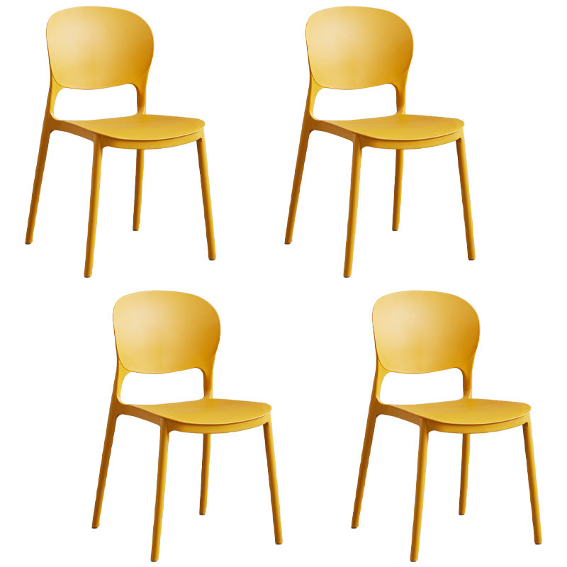 Scandinavian Plastic Armless Dining Chair Stackable Dining Side Chairs (Set of 4) Orange Clearhalo ' kitchen&dining_furn' 'Dining Chairs' 'Dining Tables & Seating' 'dining_chair' 'furn' 'furn_dining_chair' 'Furniture' 'furniture_dining_chair' 'Kitchen & Dining Furniture' 'kitchen' 4039208