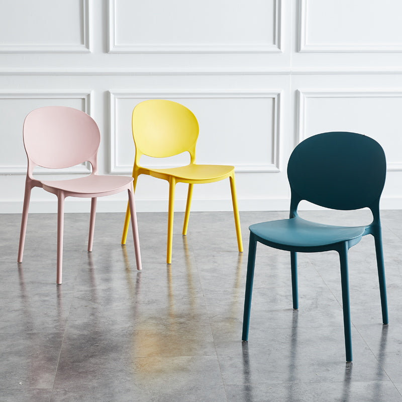 Scandinavian Plastic Armless Dining Chair Stackable Dining Side Chairs (Set of 4) Clearhalo ' kitchen&dining_furn' 'Dining Chairs' 'Dining Tables & Seating' 'dining_chair' 'furn' 'furn_dining_chair' 'Furniture' 'furniture_dining_chair' 'Kitchen & Dining Furniture' 'kitchen' 4039213