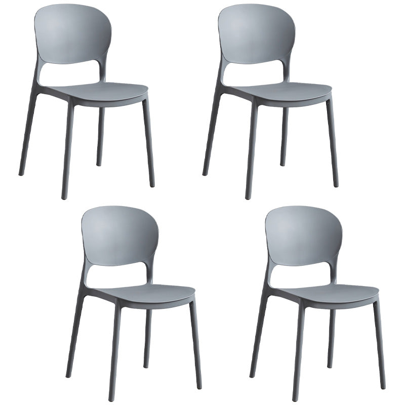 Scandinavian Plastic Armless Dining Chair Stackable Dining Side Chairs (Set of 4) Silver Gray Clearhalo ' kitchen&dining_furn' 'Dining Chairs' 'Dining Tables & Seating' 'dining_chair' 'furn' 'furn_dining_chair' 'Furniture' 'furniture_dining_chair' 'Kitchen & Dining Furniture' 'kitchen' 4039215