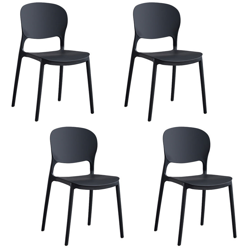 Scandinavian Plastic Armless Dining Chair Stackable Dining Side Chairs (Set of 4) Black Clearhalo ' kitchen&dining_furn' 'Dining Chairs' 'Dining Tables & Seating' 'dining_chair' 'furn' 'furn_dining_chair' 'Furniture' 'furniture_dining_chair' 'Kitchen & Dining Furniture' 'kitchen' 4039219