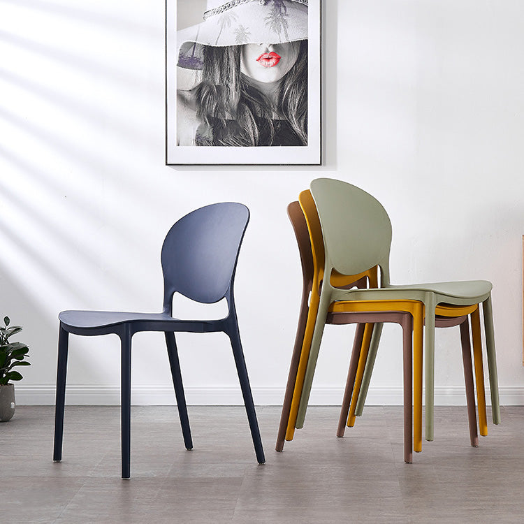 Scandinavian Plastic Armless Dining Chair Stackable Dining Side Chairs (Set of 4) Clearhalo ' kitchen&dining_furn' 'Dining Chairs' 'Dining Tables & Seating' 'dining_chair' 'furn' 'furn_dining_chair' 'Furniture' 'furniture_dining_chair' 'Kitchen & Dining Furniture' 'kitchen' 4039227