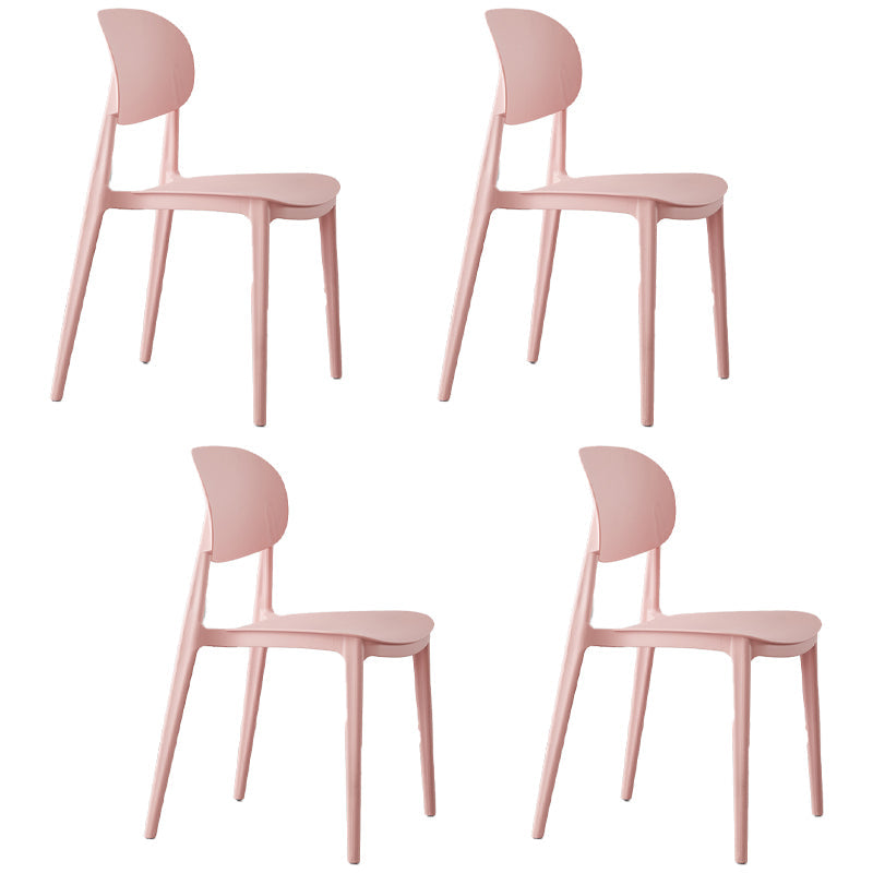 Open Back Armless Dining Chair Plastic Stackable Dining Side Chairs (Set of 4) Pink Clearhalo ' kitchen&dining_furn' 'Dining Chairs' 'Dining Tables & Seating' 'dining_chair' 'furn' 'furn_dining_chair' 'Furniture' 'furniture_dining_chair' 'Kitchen & Dining Furniture' 'kitchen' 4039231