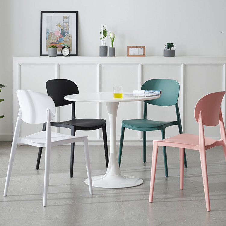 Open Back Armless Dining Chair Plastic Stackable Dining Side Chairs (Set of 4) Clearhalo ' kitchen&dining_furn' 'Dining Chairs' 'Dining Tables & Seating' 'dining_chair' 'furn' 'furn_dining_chair' 'Furniture' 'furniture_dining_chair' 'Kitchen & Dining Furniture' 'kitchen' 4039233