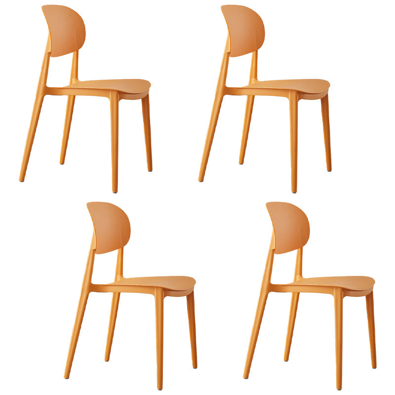 Open Back Armless Dining Chair Plastic Stackable Dining Side Chairs (Set of 4) Orange Clearhalo ' kitchen&dining_furn' 'Dining Chairs' 'Dining Tables & Seating' 'dining_chair' 'furn' 'furn_dining_chair' 'Furniture' 'furniture_dining_chair' 'Kitchen & Dining Furniture' 'kitchen' 4039234