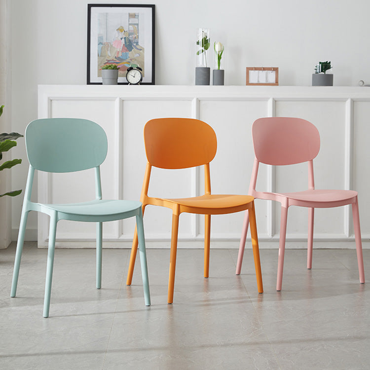 Open Back Armless Dining Chair Plastic Stackable Dining Side Chairs (Set of 4) Clearhalo ' kitchen&dining_furn' 'Dining Chairs' 'Dining Tables & Seating' 'dining_chair' 'furn' 'furn_dining_chair' 'Furniture' 'furniture_dining_chair' 'Kitchen & Dining Furniture' 'kitchen' 4039237