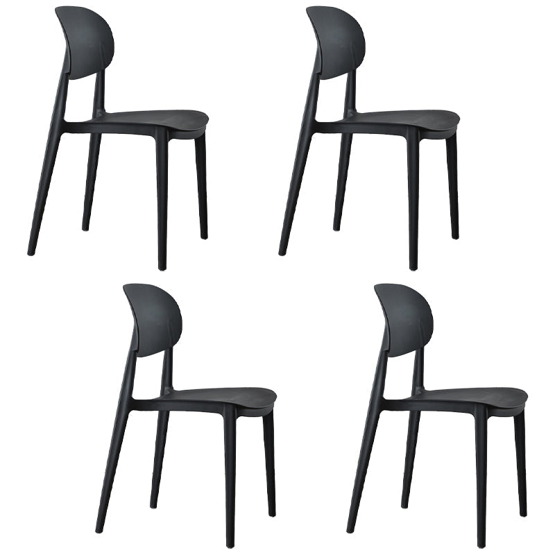 Open Back Armless Dining Chair Plastic Stackable Dining Side Chairs (Set of 4) Black Clearhalo ' kitchen&dining_furn' 'Dining Chairs' 'Dining Tables & Seating' 'dining_chair' 'furn' 'furn_dining_chair' 'Furniture' 'furniture_dining_chair' 'Kitchen & Dining Furniture' 'kitchen' 4039238