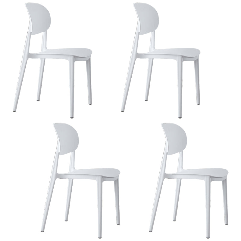 Open Back Armless Dining Chair Plastic Stackable Dining Side Chairs (Set of 4) White Clearhalo ' kitchen&dining_furn' 'Dining Chairs' 'Dining Tables & Seating' 'dining_chair' 'furn' 'furn_dining_chair' 'Furniture' 'furniture_dining_chair' 'Kitchen & Dining Furniture' 'kitchen' 4039240