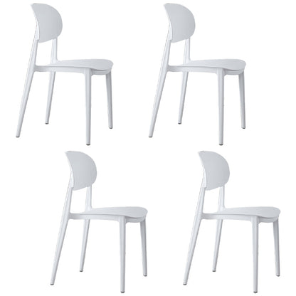 Open Back Armless Dining Chair Plastic Stackable Dining Side Chairs (Set of 4) White Clearhalo ' kitchen&dining_furn' 'Dining Chairs' 'Dining Tables & Seating' 'dining_chair' 'furn' 'furn_dining_chair' 'Furniture' 'furniture_dining_chair' 'Kitchen & Dining Furniture' 'kitchen' 4039240