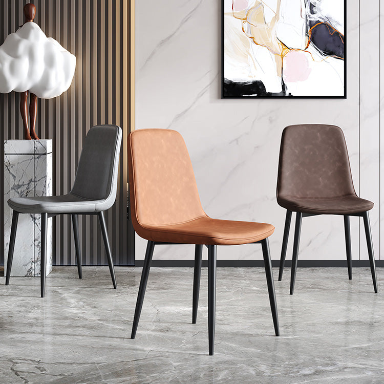 Modern Metal Indoor-Outdoor Chair Dining Room Solid Back Armless Single Chair Clearhalo ' kitchen&dining_furn' 'Dining Chairs' 'Dining Tables & Seating' 'dining_chair' 'furn' 'furn_dining_chair' 'Furniture' 'furniture_dining_chair' 'Kitchen & Dining Furniture' 'kitchen' 4039247