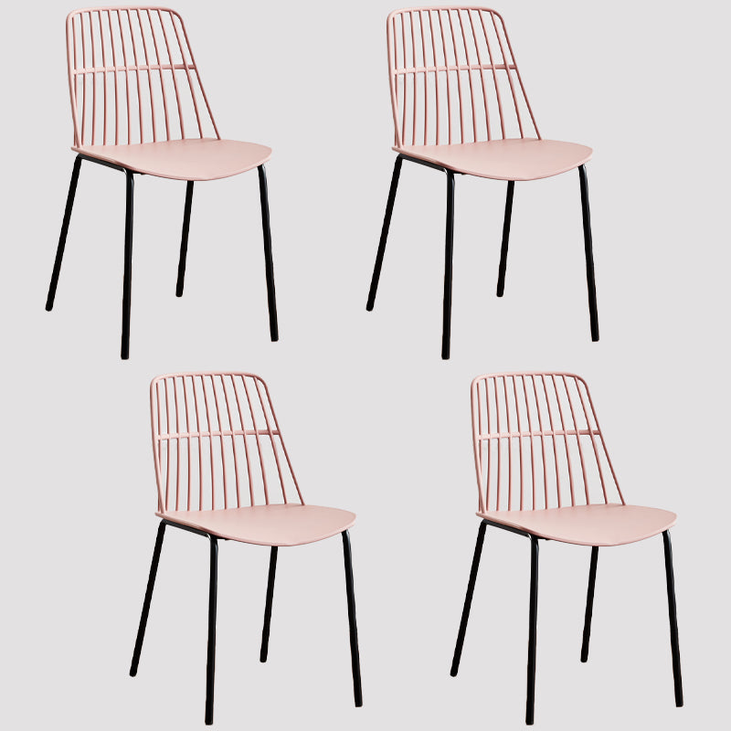 Home Dining Armless Chairs Dining Side Chairs with Metal Legs (Set of 4) Pink Clearhalo ' kitchen&dining_furn' 'Dining Chairs' 'Dining Tables & Seating' 'dining_chair' 'furn' 'furn_dining_chair' 'Furniture' 'furniture_dining_chair' 'Kitchen & Dining Furniture' 'kitchen' 4039274