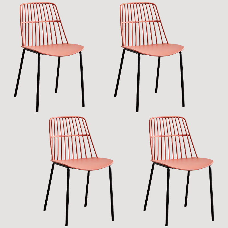 Home Dining Armless Chairs Dining Side Chairs with Metal Legs (Set of 4) Red Clearhalo ' kitchen&dining_furn' 'Dining Chairs' 'Dining Tables & Seating' 'dining_chair' 'furn' 'furn_dining_chair' 'Furniture' 'furniture_dining_chair' 'Kitchen & Dining Furniture' 'kitchen' 4039277
