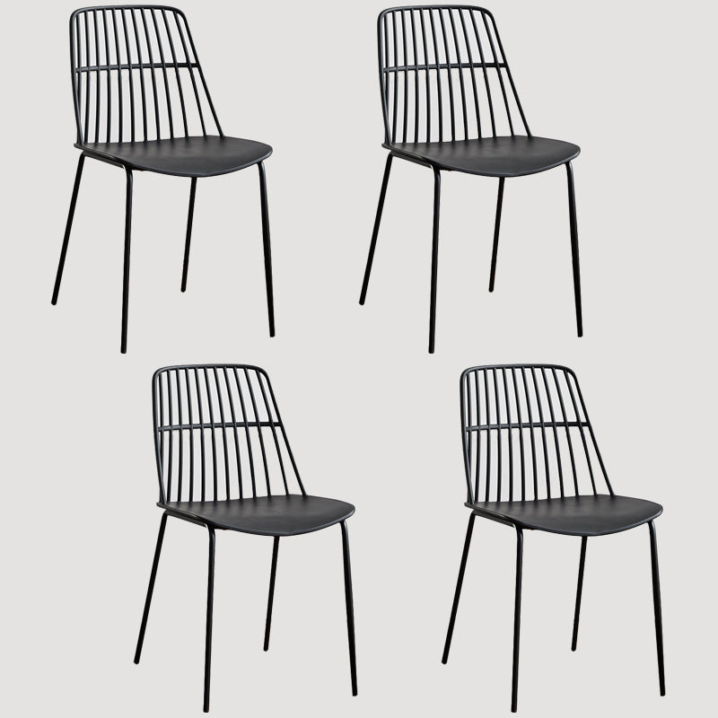 Home Dining Armless Chairs Dining Side Chairs with Metal Legs (Set of 4) Black Clearhalo ' kitchen&dining_furn' 'Dining Chairs' 'Dining Tables & Seating' 'dining_chair' 'furn' 'furn_dining_chair' 'Furniture' 'furniture_dining_chair' 'Kitchen & Dining Furniture' 'kitchen' 4039281
