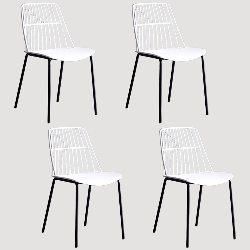 Home Dining Armless Chairs Dining Side Chairs with Metal Legs (Set of 4) White Clearhalo ' kitchen&dining_furn' 'Dining Chairs' 'Dining Tables & Seating' 'dining_chair' 'furn' 'furn_dining_chair' 'Furniture' 'furniture_dining_chair' 'Kitchen & Dining Furniture' 'kitchen' 4039283
