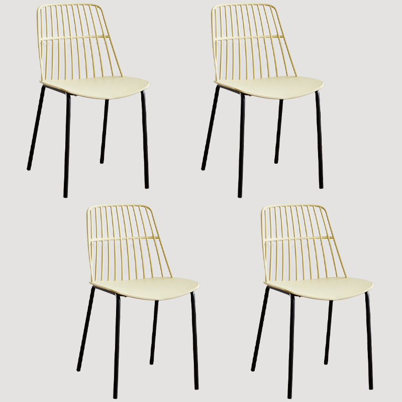 Home Dining Armless Chairs Dining Side Chairs with Metal Legs (Set of 4) Yellow Clearhalo ' kitchen&dining_furn' 'Dining Chairs' 'Dining Tables & Seating' 'dining_chair' 'furn' 'furn_dining_chair' 'Furniture' 'furniture_dining_chair' 'Kitchen & Dining Furniture' 'kitchen' 4039287