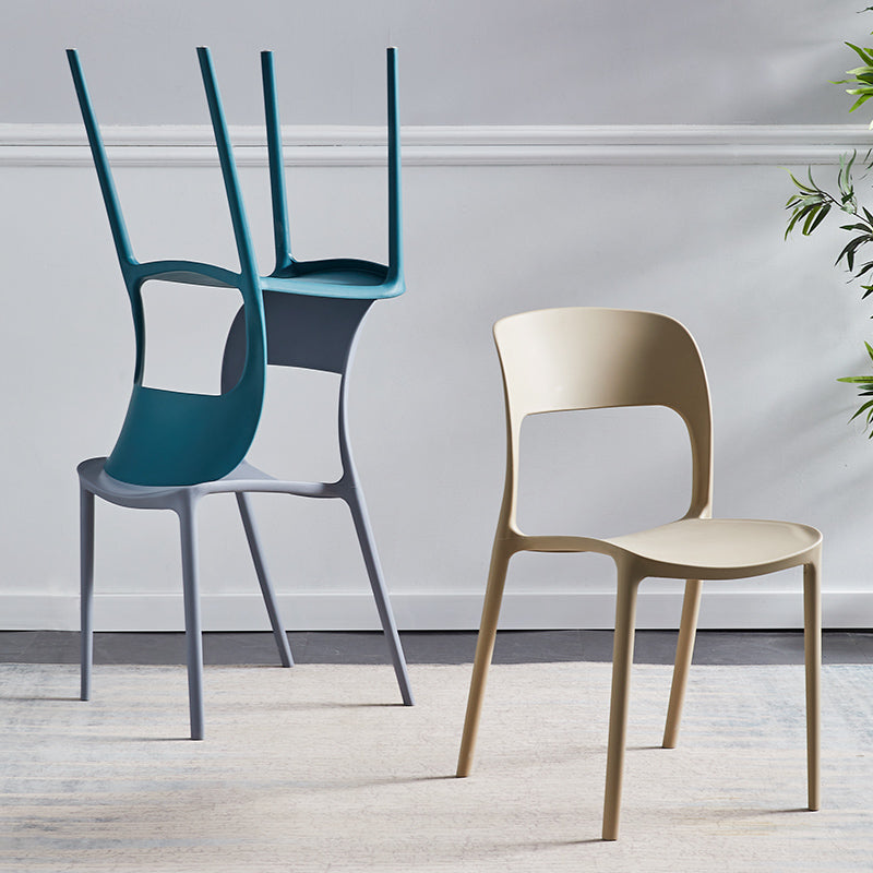 Plastic Stackable Dining Side Chairs Open Back Armless Dining Chair (Set of 4) Clearhalo ' kitchen&dining_furn' 'Dining Chairs' 'Dining Tables & Seating' 'dining_chair' 'furn' 'furn_dining_chair' 'Furniture' 'furniture_dining_chair' 'Kitchen & Dining Furniture' 'kitchen' 4039297