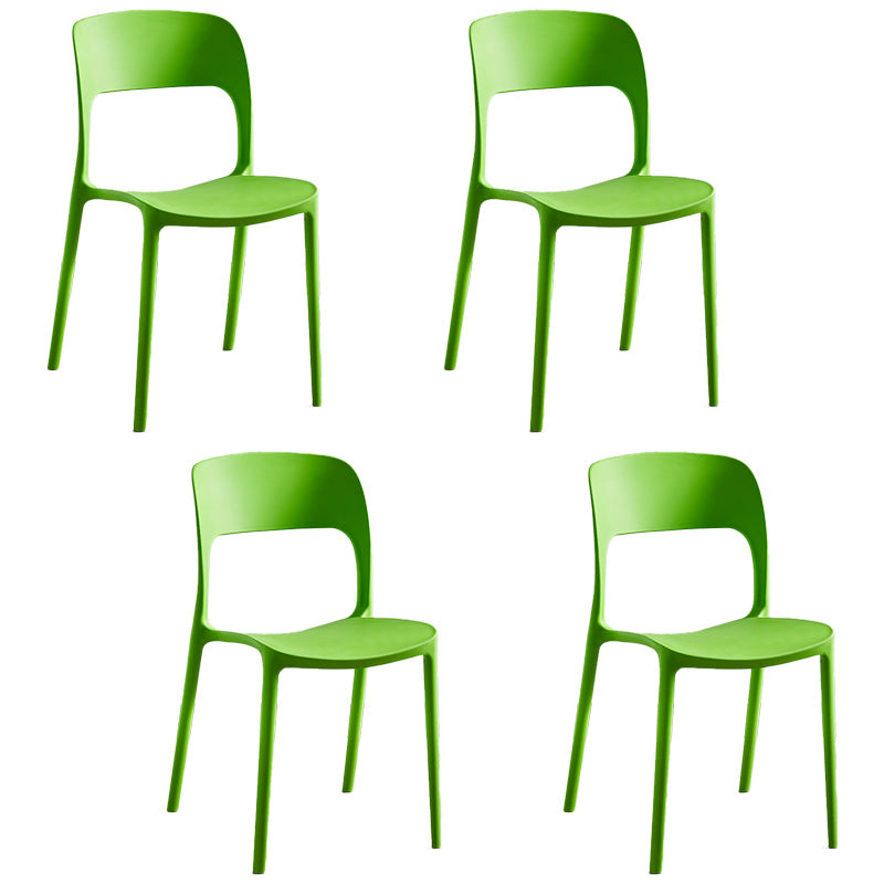 Plastic Stackable Dining Side Chairs Open Back Armless Dining Chair (Set of 4) Green Clearhalo ' kitchen&dining_furn' 'Dining Chairs' 'Dining Tables & Seating' 'dining_chair' 'furn' 'furn_dining_chair' 'Furniture' 'furniture_dining_chair' 'Kitchen & Dining Furniture' 'kitchen' 4039298