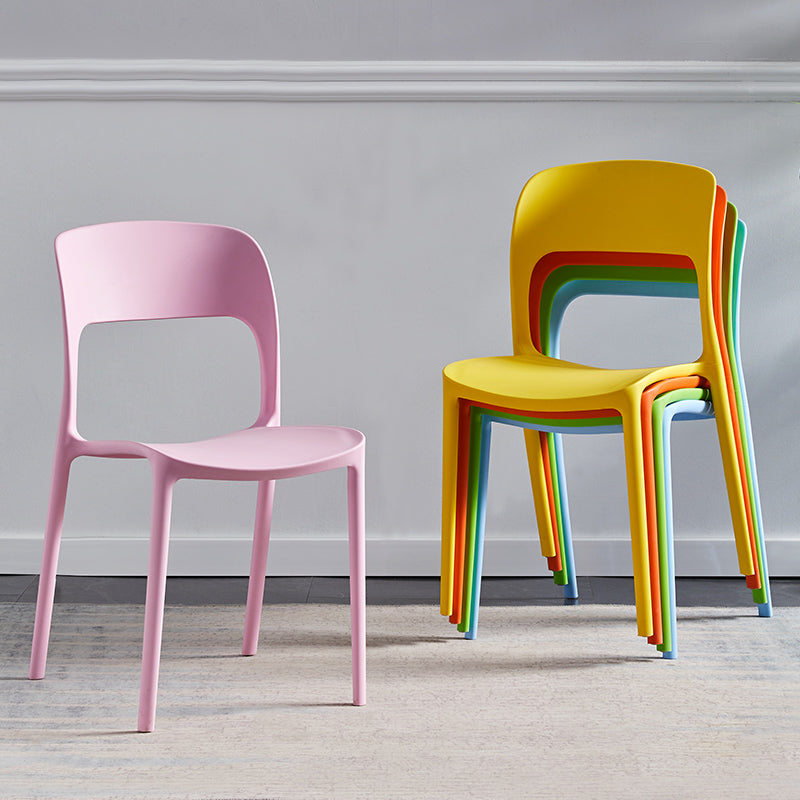 Plastic Stackable Dining Side Chairs Open Back Armless Dining Chair (Set of 4) Clearhalo ' kitchen&dining_furn' 'Dining Chairs' 'Dining Tables & Seating' 'dining_chair' 'furn' 'furn_dining_chair' 'Furniture' 'furniture_dining_chair' 'Kitchen & Dining Furniture' 'kitchen' 4039299