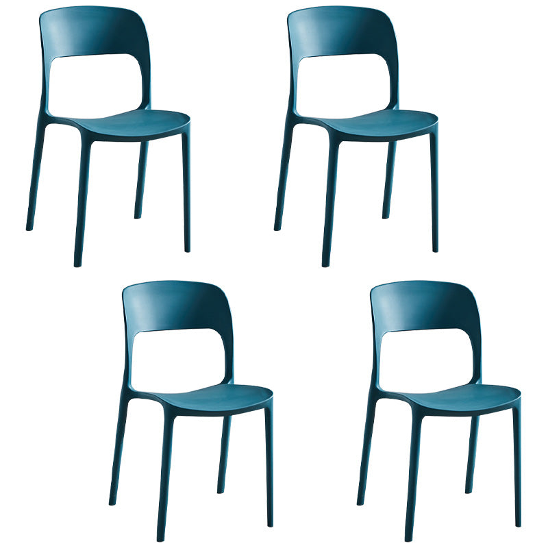 Plastic Stackable Dining Side Chairs Open Back Armless Dining Chair (Set of 4) Peacock Blue Clearhalo ' kitchen&dining_furn' 'Dining Chairs' 'Dining Tables & Seating' 'dining_chair' 'furn' 'furn_dining_chair' 'Furniture' 'furniture_dining_chair' 'Kitchen & Dining Furniture' 'kitchen' 4039300