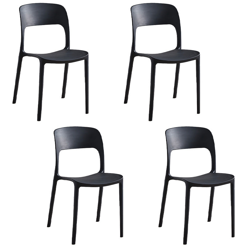Plastic Stackable Dining Side Chairs Open Back Armless Dining Chair (Set of 4) Black Clearhalo ' kitchen&dining_furn' 'Dining Chairs' 'Dining Tables & Seating' 'dining_chair' 'furn' 'furn_dining_chair' 'Furniture' 'furniture_dining_chair' 'Kitchen & Dining Furniture' 'kitchen' 4039305