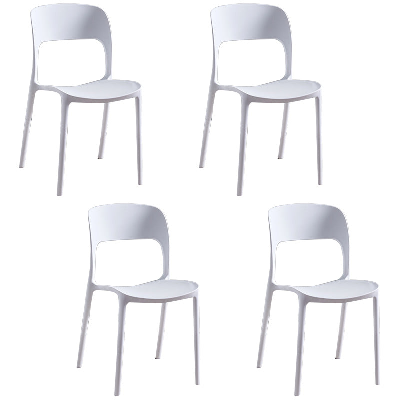 Plastic Stackable Dining Side Chairs Open Back Armless Dining Chair (Set of 4) White Clearhalo ' kitchen&dining_furn' 'Dining Chairs' 'Dining Tables & Seating' 'dining_chair' 'furn' 'furn_dining_chair' 'Furniture' 'furniture_dining_chair' 'Kitchen & Dining Furniture' 'kitchen' 4039307