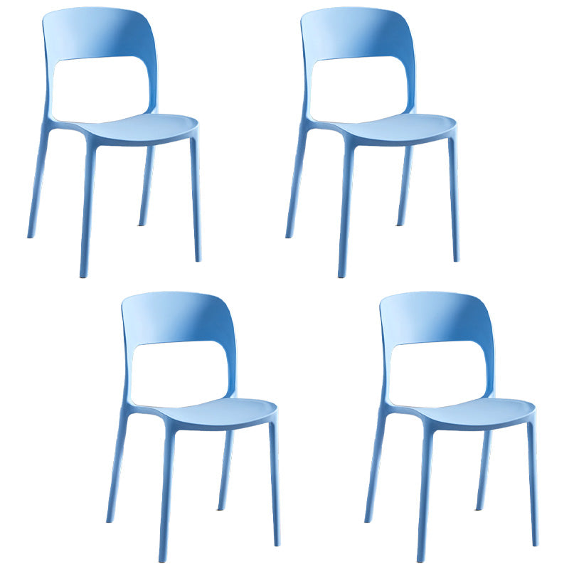 Plastic Stackable Dining Side Chairs Open Back Armless Dining Chair (Set of 4) Sky Blue Clearhalo ' kitchen&dining_furn' 'Dining Chairs' 'Dining Tables & Seating' 'dining_chair' 'furn' 'furn_dining_chair' 'Furniture' 'furniture_dining_chair' 'Kitchen & Dining Furniture' 'kitchen' 4039310