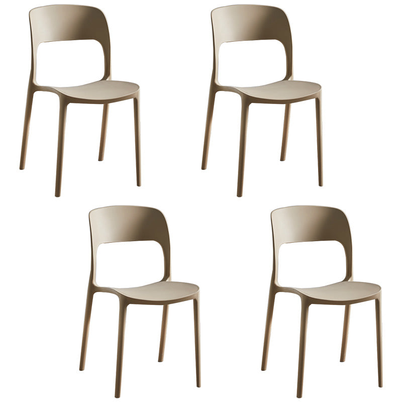 Plastic Stackable Dining Side Chairs Open Back Armless Dining Chair (Set of 4) Camel Clearhalo ' kitchen&dining_furn' 'Dining Chairs' 'Dining Tables & Seating' 'dining_chair' 'furn' 'furn_dining_chair' 'Furniture' 'furniture_dining_chair' 'Kitchen & Dining Furniture' 'kitchen' 4039312