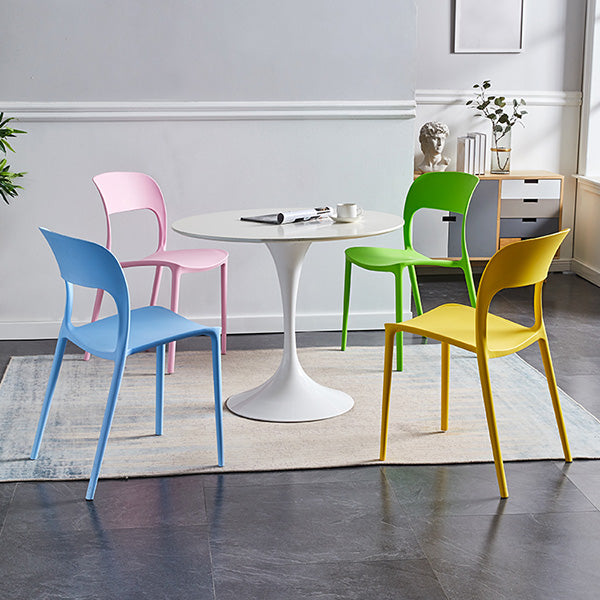 Plastic Stackable Dining Side Chairs Open Back Armless Dining Chair (Set of 4) Clearhalo ' kitchen&dining_furn' 'Dining Chairs' 'Dining Tables & Seating' 'dining_chair' 'furn' 'furn_dining_chair' 'Furniture' 'furniture_dining_chair' 'Kitchen & Dining Furniture' 'kitchen' 4039313