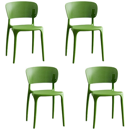 Stackable Plastic Dining Side Chairs Open Back Armless Dining Chairs (Set of 4) Green Clearhalo ' kitchen&dining_furn' 'Dining Chairs' 'Dining Tables & Seating' 'dining_chair' 'furn' 'furn_dining_chair' 'Furniture' 'furniture_dining_chair' 'Kitchen & Dining Furniture' 'kitchen' 4039322