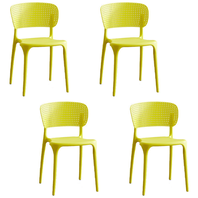 Stackable Plastic Dining Side Chairs Open Back Armless Dining Chairs (Set of 4) Yellow Clearhalo ' kitchen&dining_furn' 'Dining Chairs' 'Dining Tables & Seating' 'dining_chair' 'furn' 'furn_dining_chair' 'Furniture' 'furniture_dining_chair' 'Kitchen & Dining Furniture' 'kitchen' 4039324