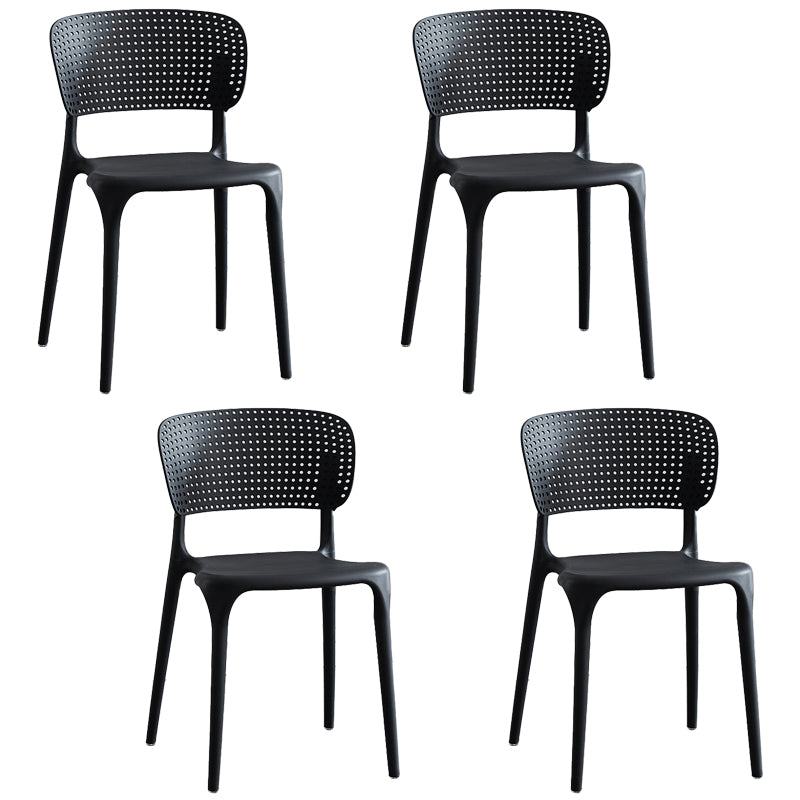 Stackable Plastic Dining Side Chairs Open Back Armless Dining Chairs (Set of 4) Black Clearhalo ' kitchen&dining_furn' 'Dining Chairs' 'Dining Tables & Seating' 'dining_chair' 'furn' 'furn_dining_chair' 'Furniture' 'furniture_dining_chair' 'Kitchen & Dining Furniture' 'kitchen' 4039328